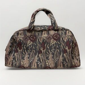 Vintage Christian Dior Cosemetic Handbag Floral Tapestry Pattern #5737